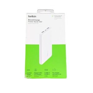 Aa6U Belkin BoostCharge Power Bank 10000mAh 2 Type-A / 1 Type-C  Ports, White‎